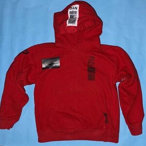 Rare TNA Aritzia Red Graphic Hoodie "NYC/LAX" Package Streetwear Preppy Size S